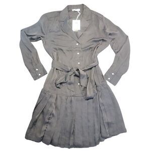Free Assembly Mini Shirtdress Women's Size S Black Polyester Long Sleeves